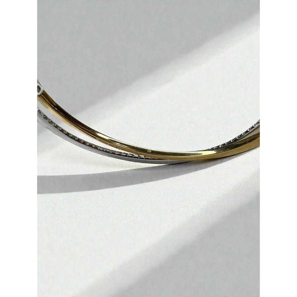 Swarovski Crystal Twist Bangle Bracelet Silver Gold Tone Pavé 2000s