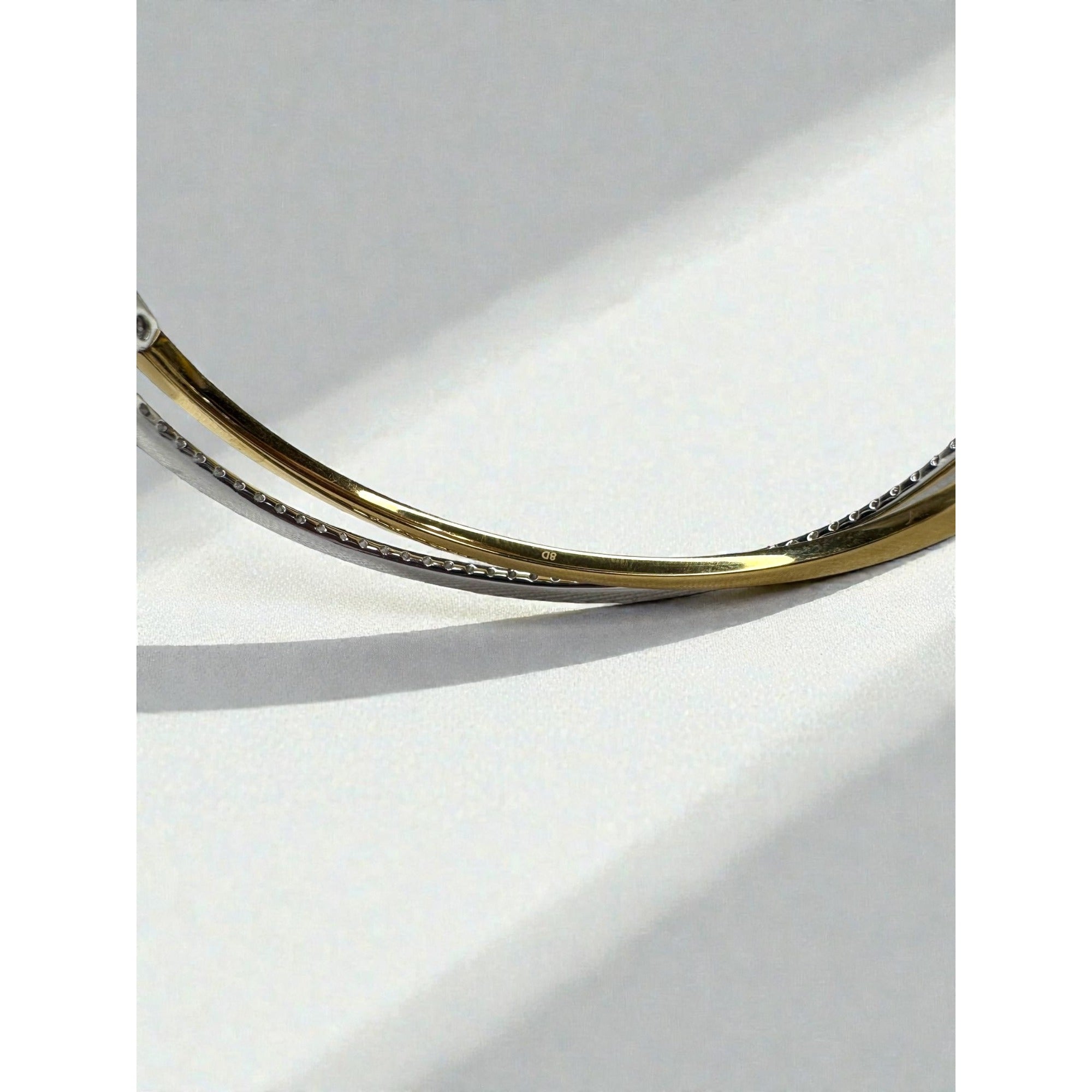 Swarovski Crystal Twist Bangle Bracelet Silver Gold Tone Pavé 2000s