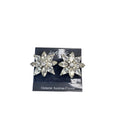 Lord & Taylor Clip On Earrings Silver Austrian Crystal 1990s Vintage