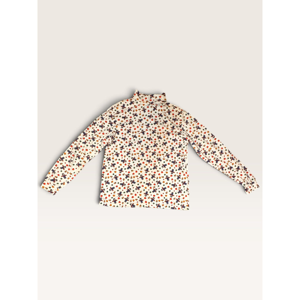 Basic Editions Kmart Womens M Turtleneck White Scarecrow Pumpkin Fall Halloween