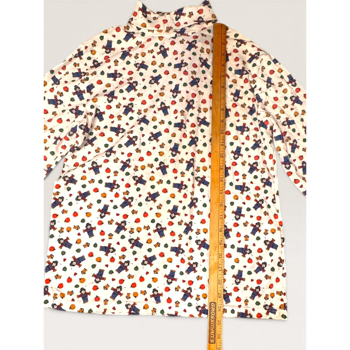 Basic Editions Kmart Womens M Turtleneck White Scarecrow Pumpkin Fall Halloween