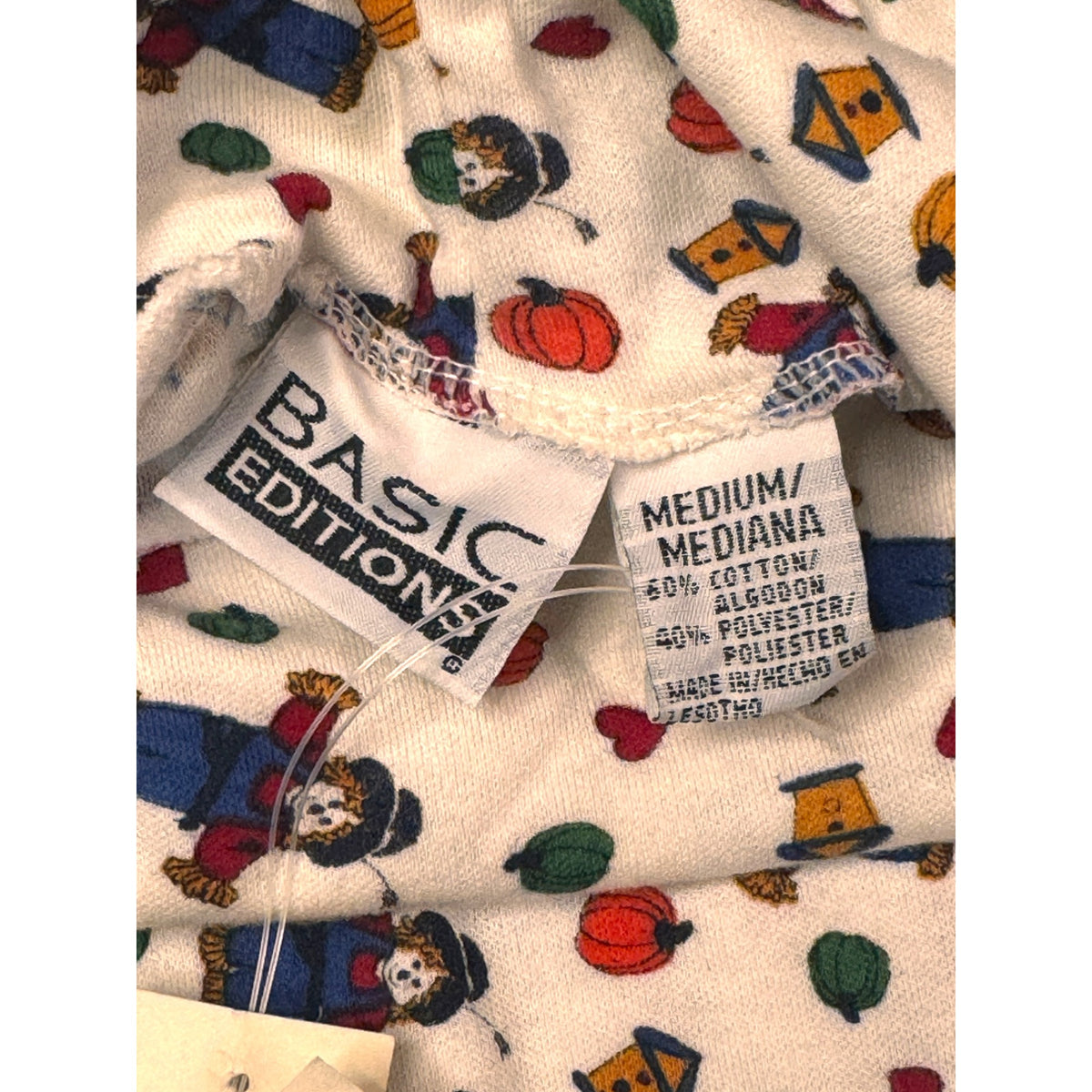 Basic Editions Kmart Womens M Turtleneck White Scarecrow Pumpkin Fall Halloween