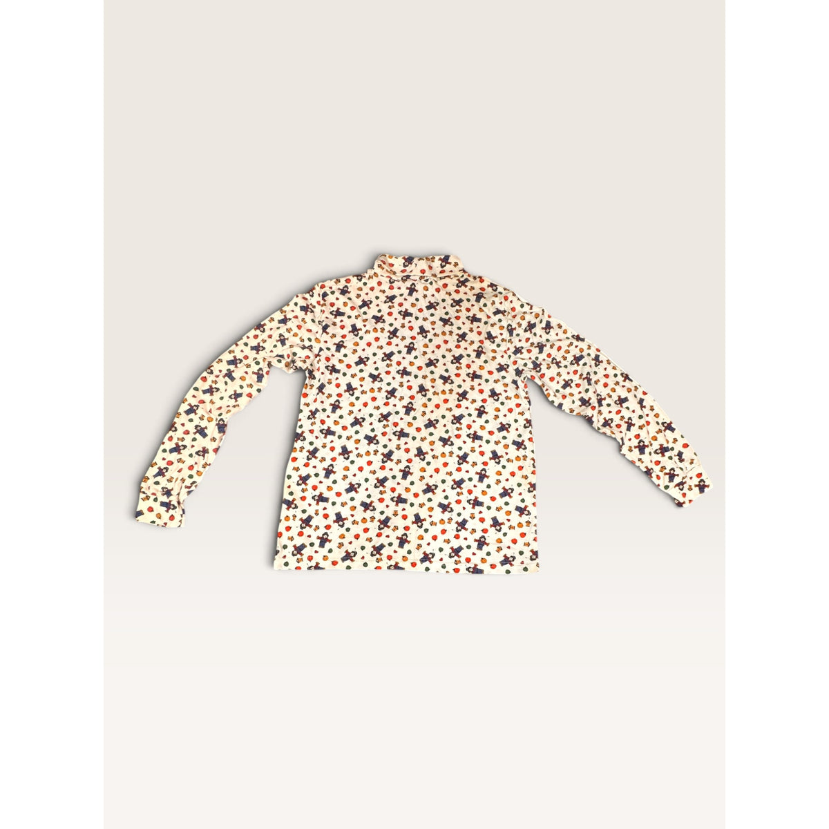 Basic Editions Kmart Womens M Turtleneck White Scarecrow Pumpkin Fall Halloween