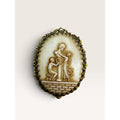 1960s Classical Greek Myth Carved Resin Cameo Pendant Brooch Pin 1.7" Vintage