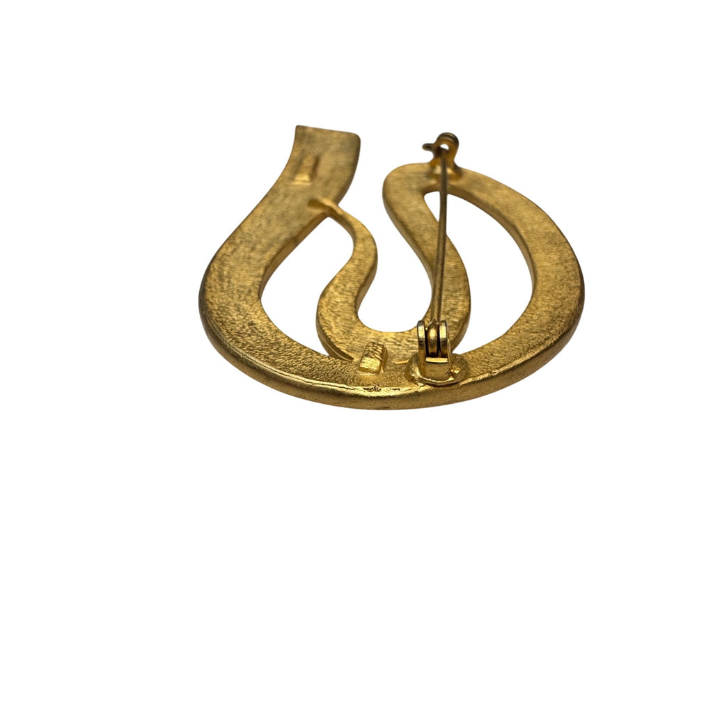 M Jent Gold Tone Modernist Abstract Swirl Brooch 1980s Vintage