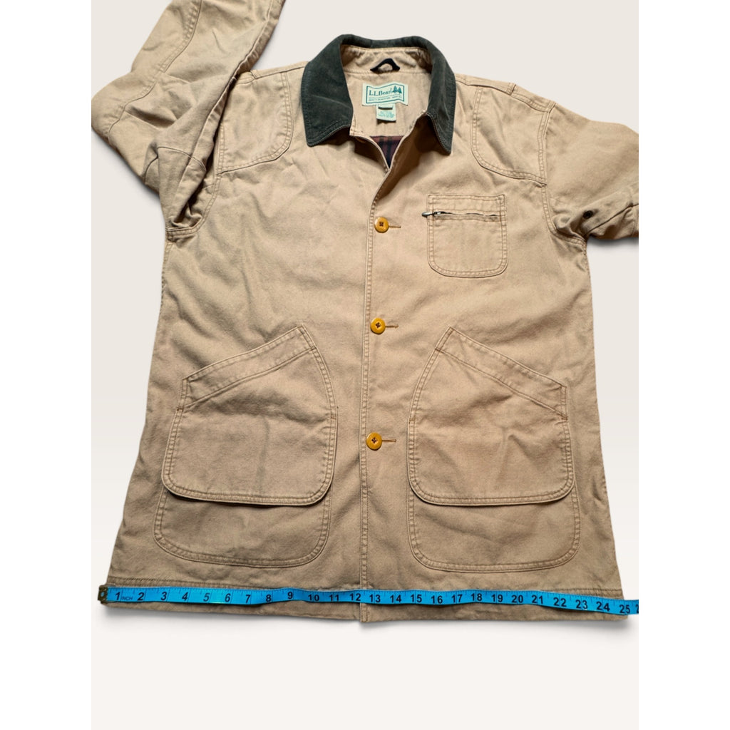 L.L. Bean Mens Large Original Field Coat Khaki Canvas Flannel Lined Vintage 90s