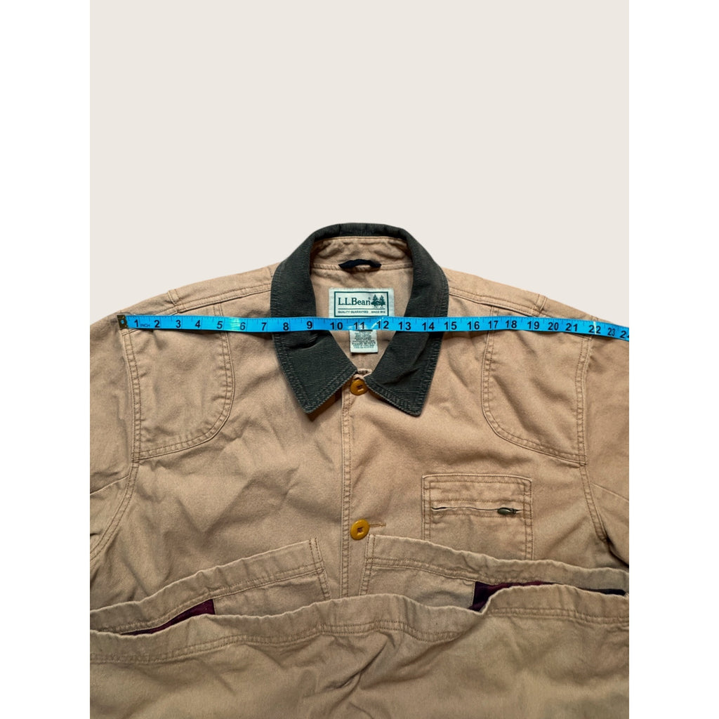 L.L. Bean Mens Large Original Field Coat Khaki Canvas Flannel Lined Vintage 90s