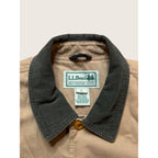 L.L. Bean Mens Large Original Field Coat Khaki Canvas Flannel Lined Vintage 90s