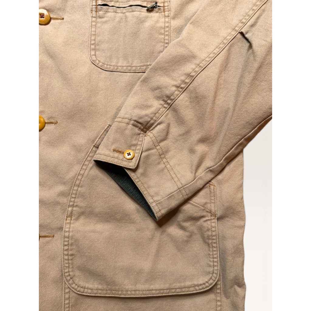 L.L. Bean Mens Large Original Field Coat Khaki Canvas Flannel Lined Vintage 90s
