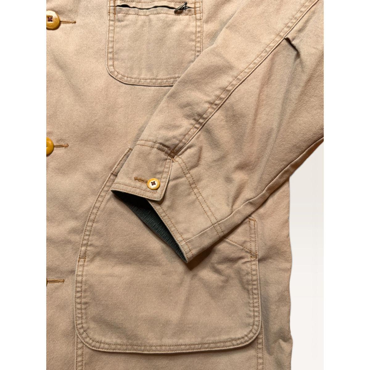 L.L. Bean Mens Large Original Field Coat Khaki Canvas Flannel Lined Vintage 90s