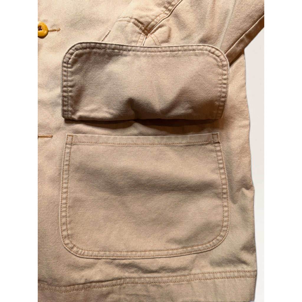 L.L. Bean Mens Large Original Field Coat Khaki Canvas Flannel Lined Vintage 90s