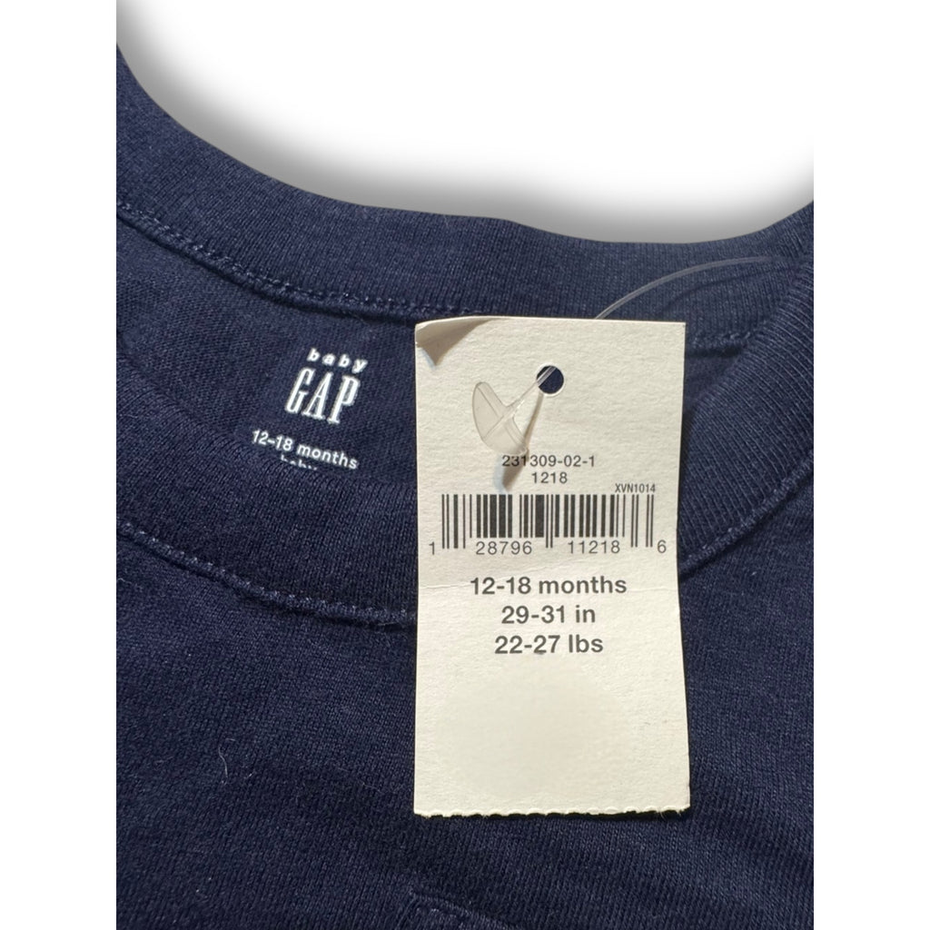 Baby Gap 12–18M Navy Long Sleeve Bodysuit Bear Pocket NWT Cotton