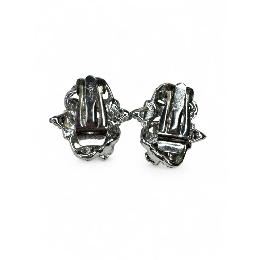 Judy Lee Vintage Floral Crystal Necklace Bracelet & Clip-On Earrings Set