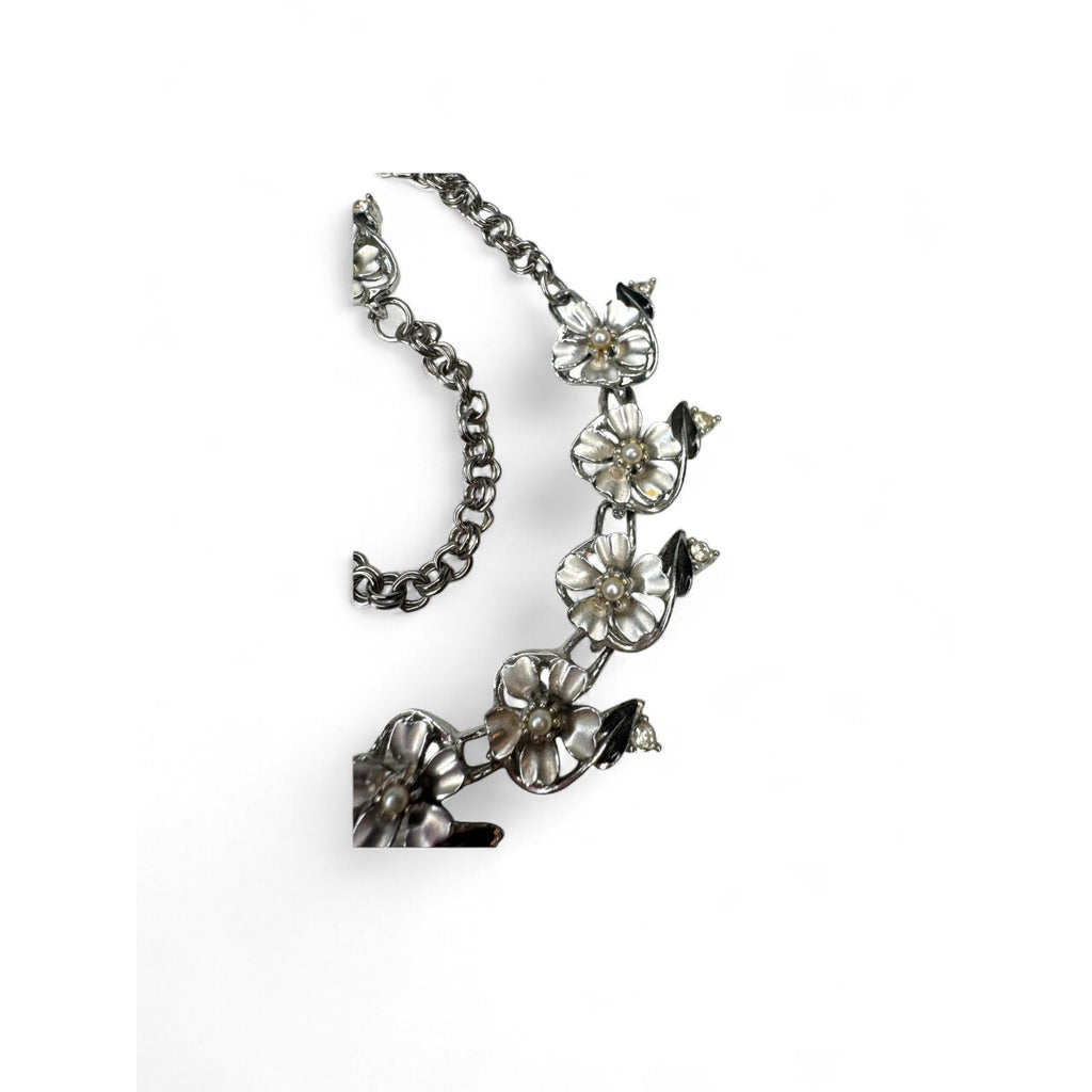 Judy Lee Vintage Floral Crystal Necklace Bracelet & Clip-On Earrings Set