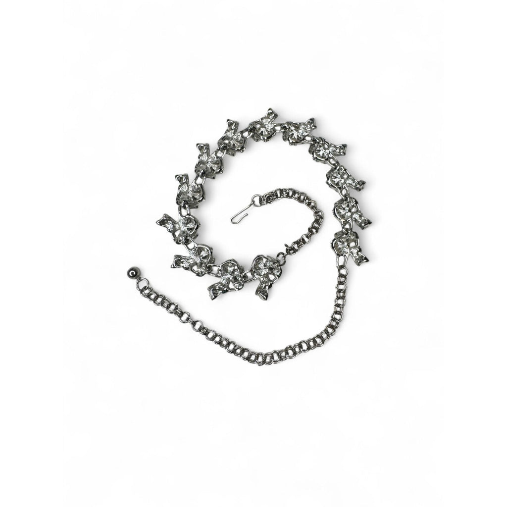 Judy Lee Vintage Floral Crystal Necklace Bracelet & Clip-On Earrings Set