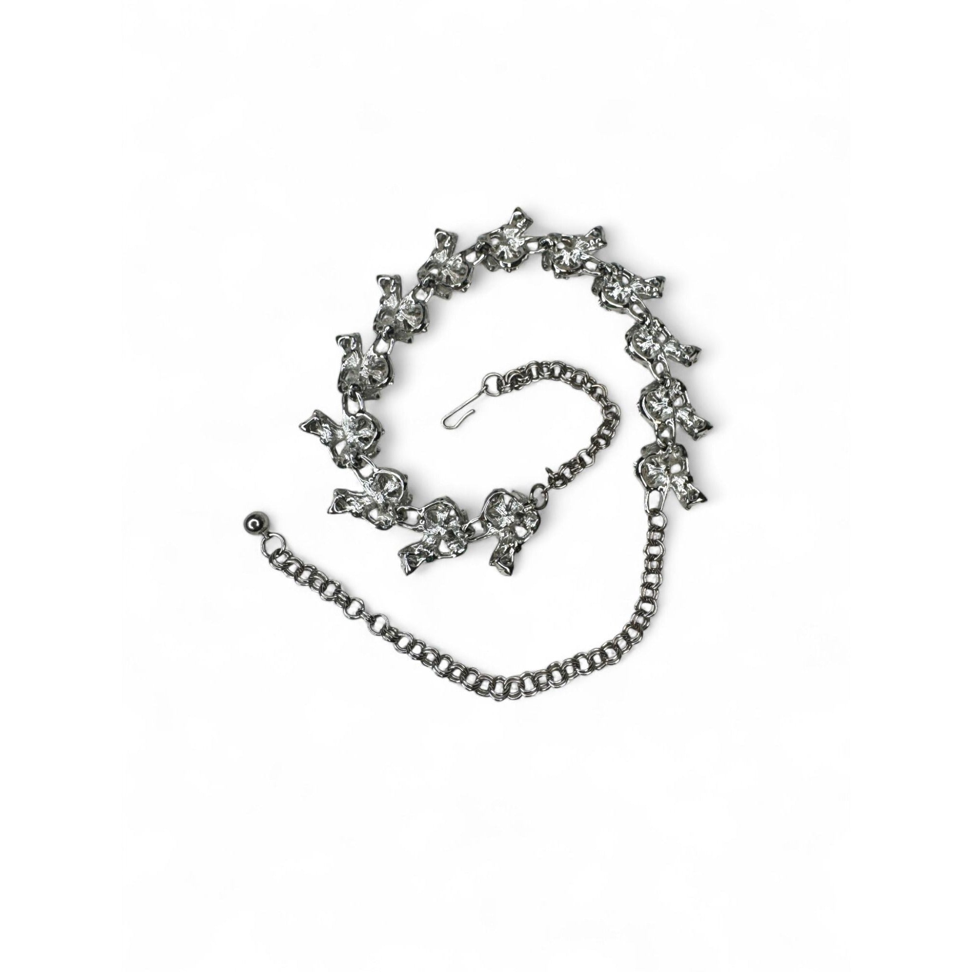 Judy Lee Vintage Floral Crystal Necklace Bracelet & Clip-On Earrings Set