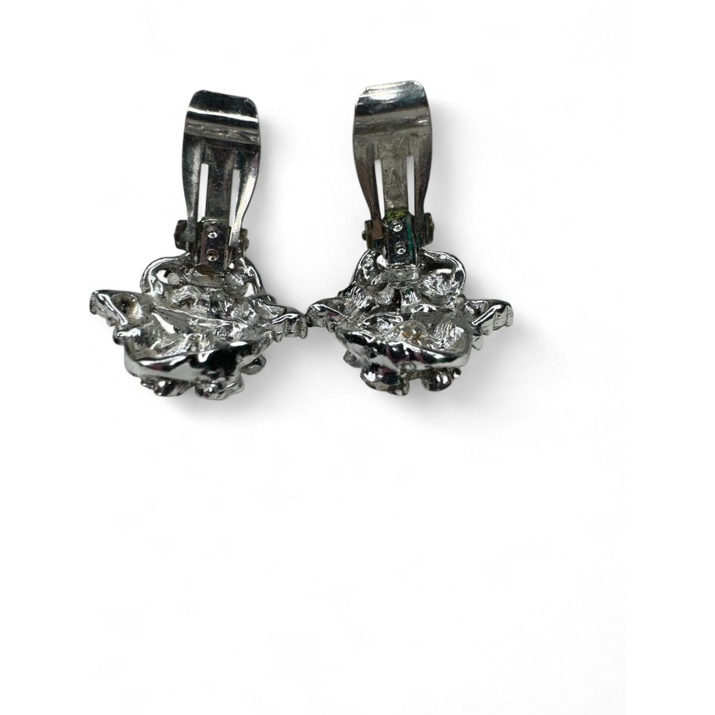 Judy Lee Vintage Floral Crystal Necklace Bracelet & Clip-On Earrings Set