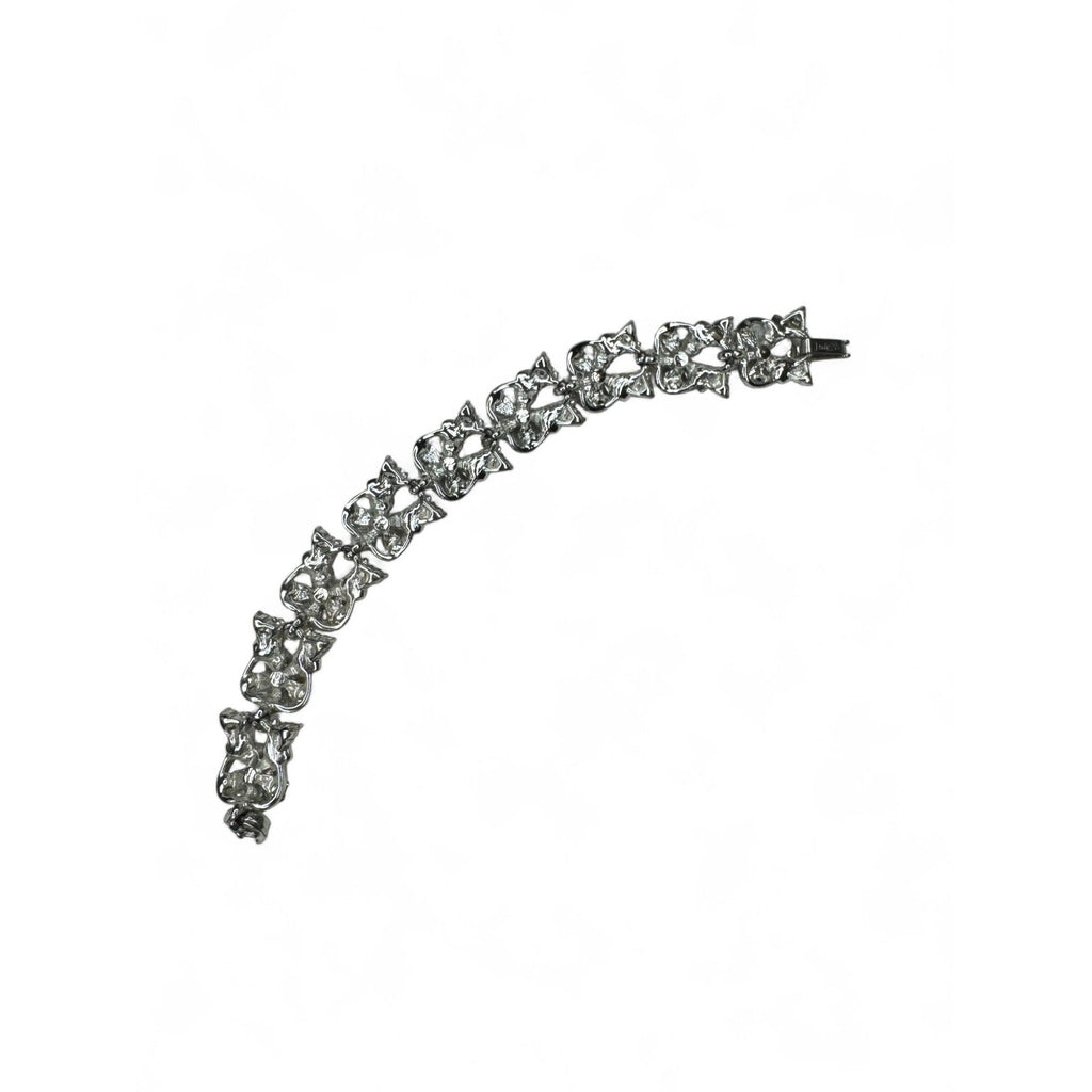 Judy Lee Vintage Floral Crystal Necklace Bracelet & Clip-On Earrings Set