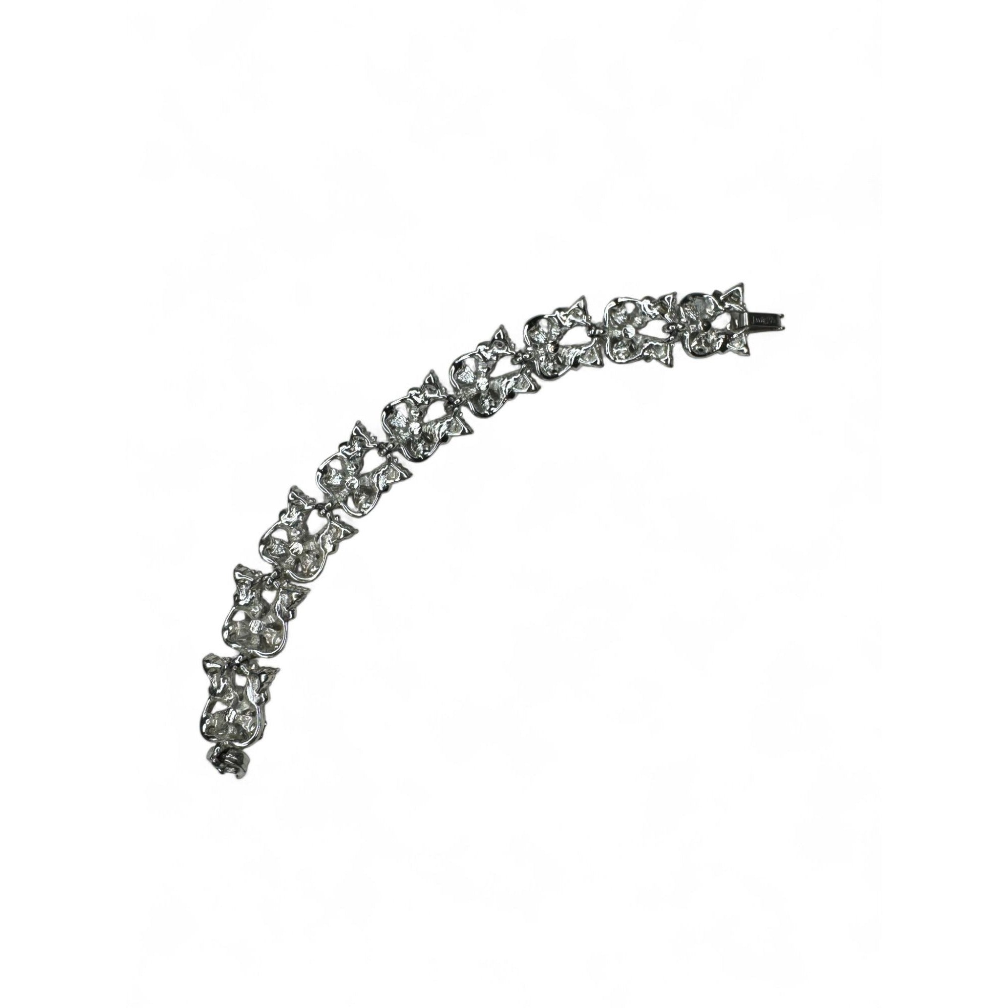 Judy Lee Vintage Floral Crystal Necklace Bracelet & Clip-On Earrings Set
