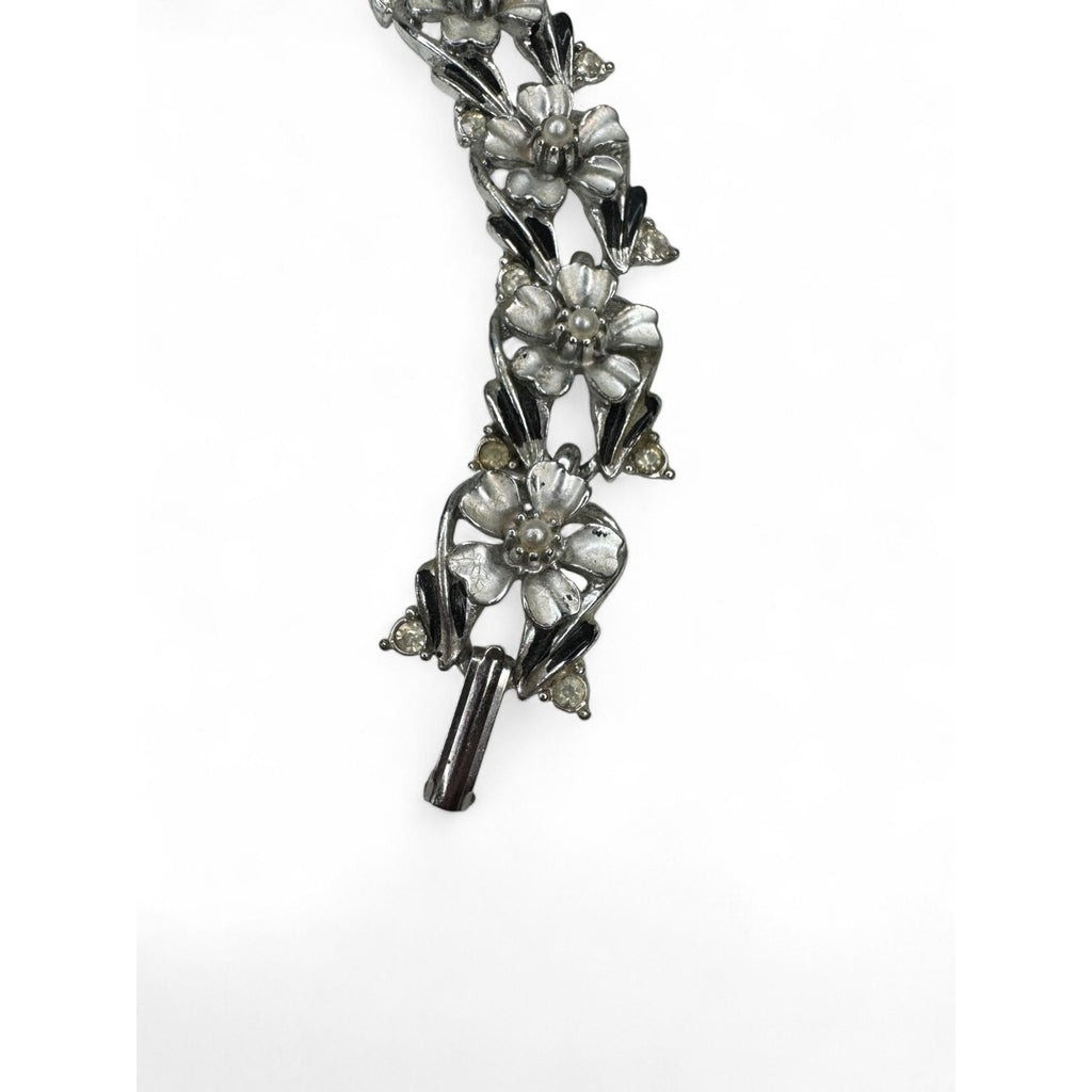 Judy Lee Vintage Floral Crystal Necklace Bracelet & Clip-On Earrings Set