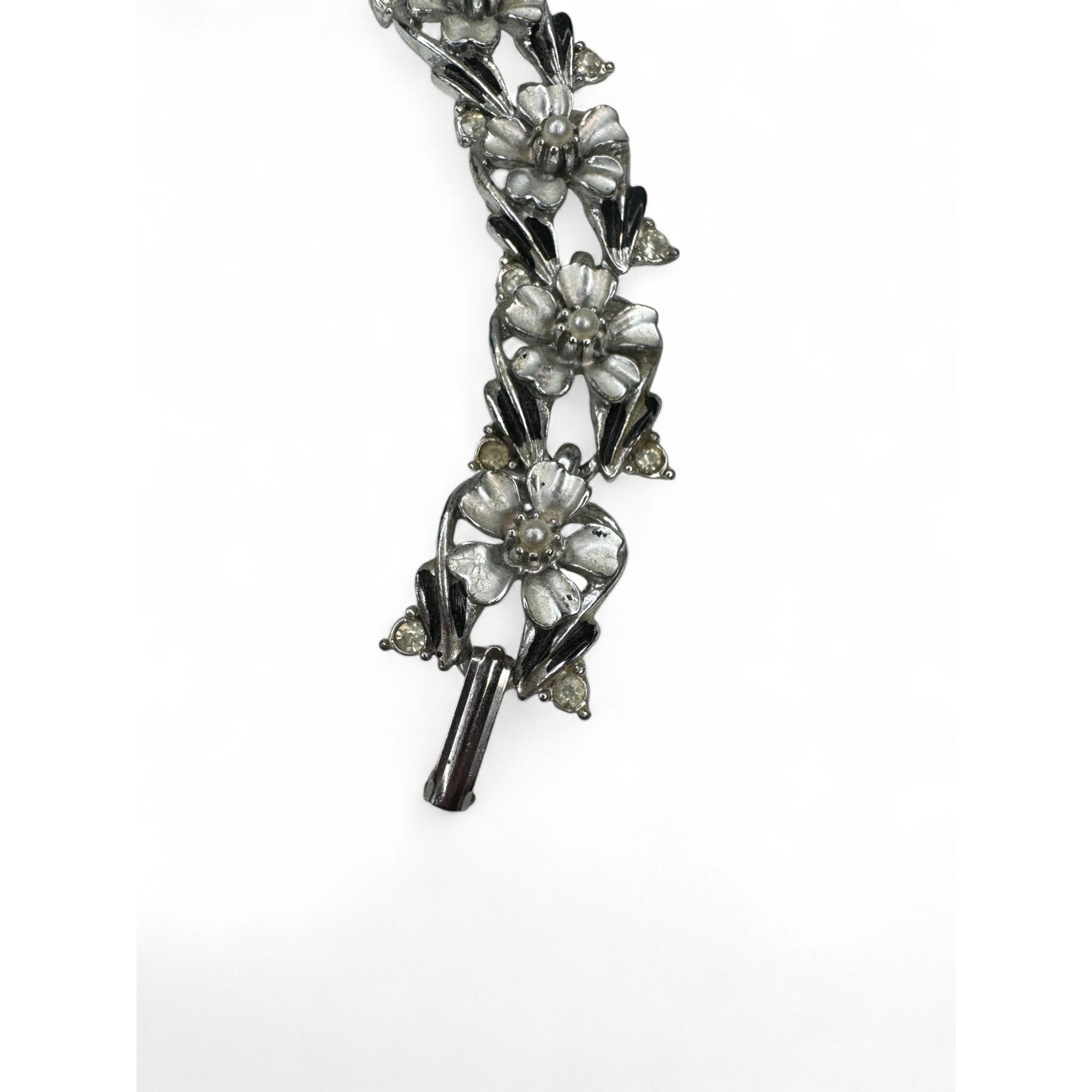 Judy Lee Vintage Floral Crystal Necklace Bracelet & Clip-On Earrings Set