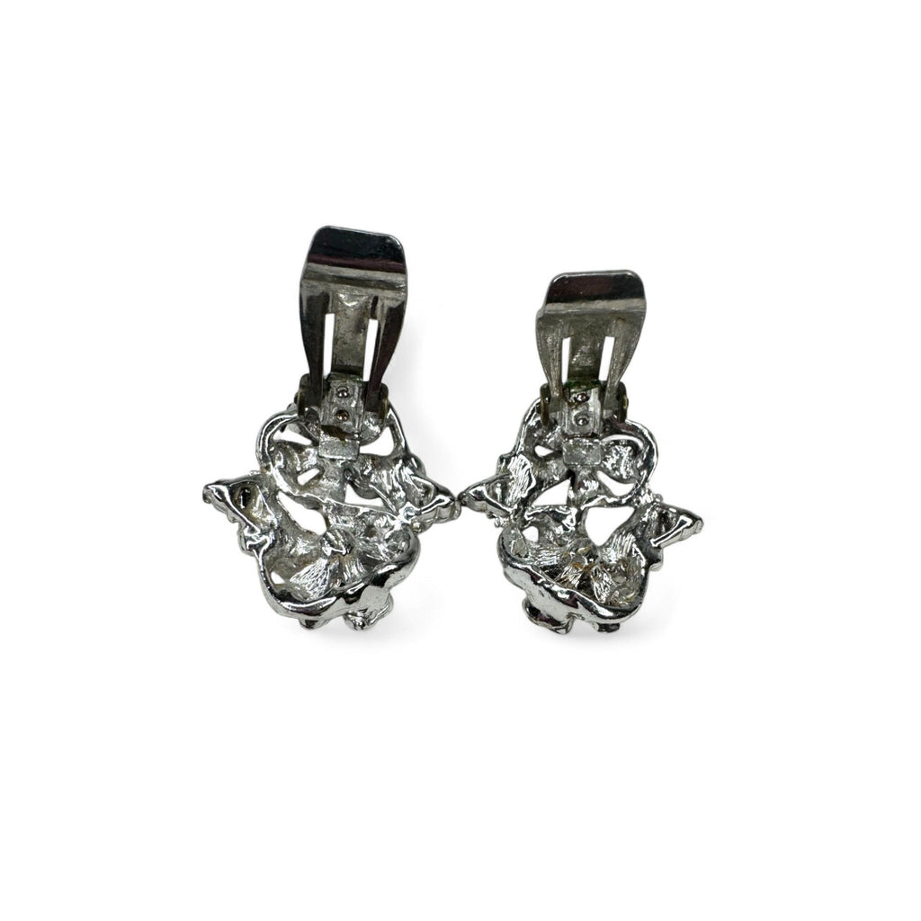 Judy Lee Vintage Floral Crystal Necklace Bracelet & Clip-On Earrings Set