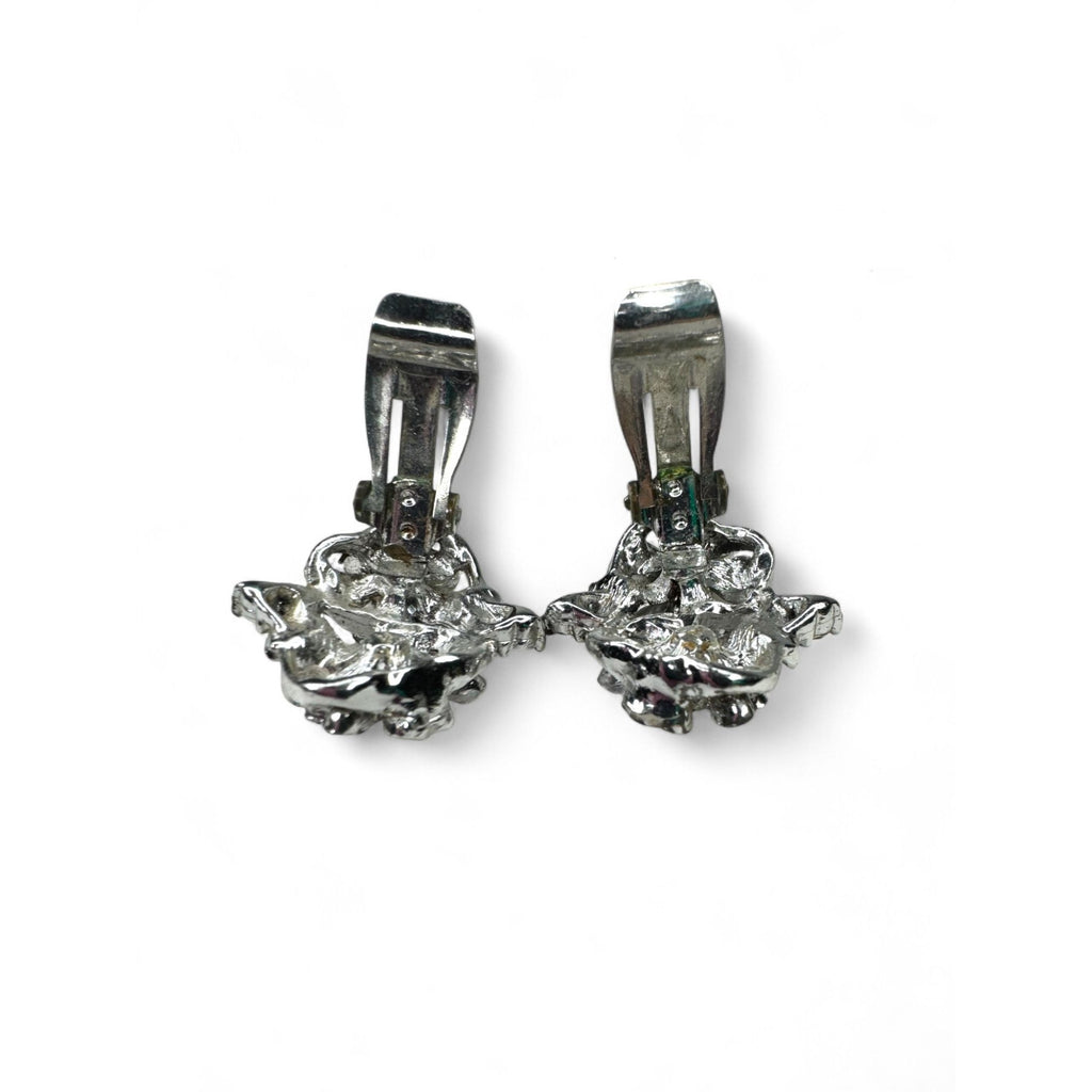 Judy Lee Vintage Floral Crystal Necklace Bracelet & Clip-On Earrings Set