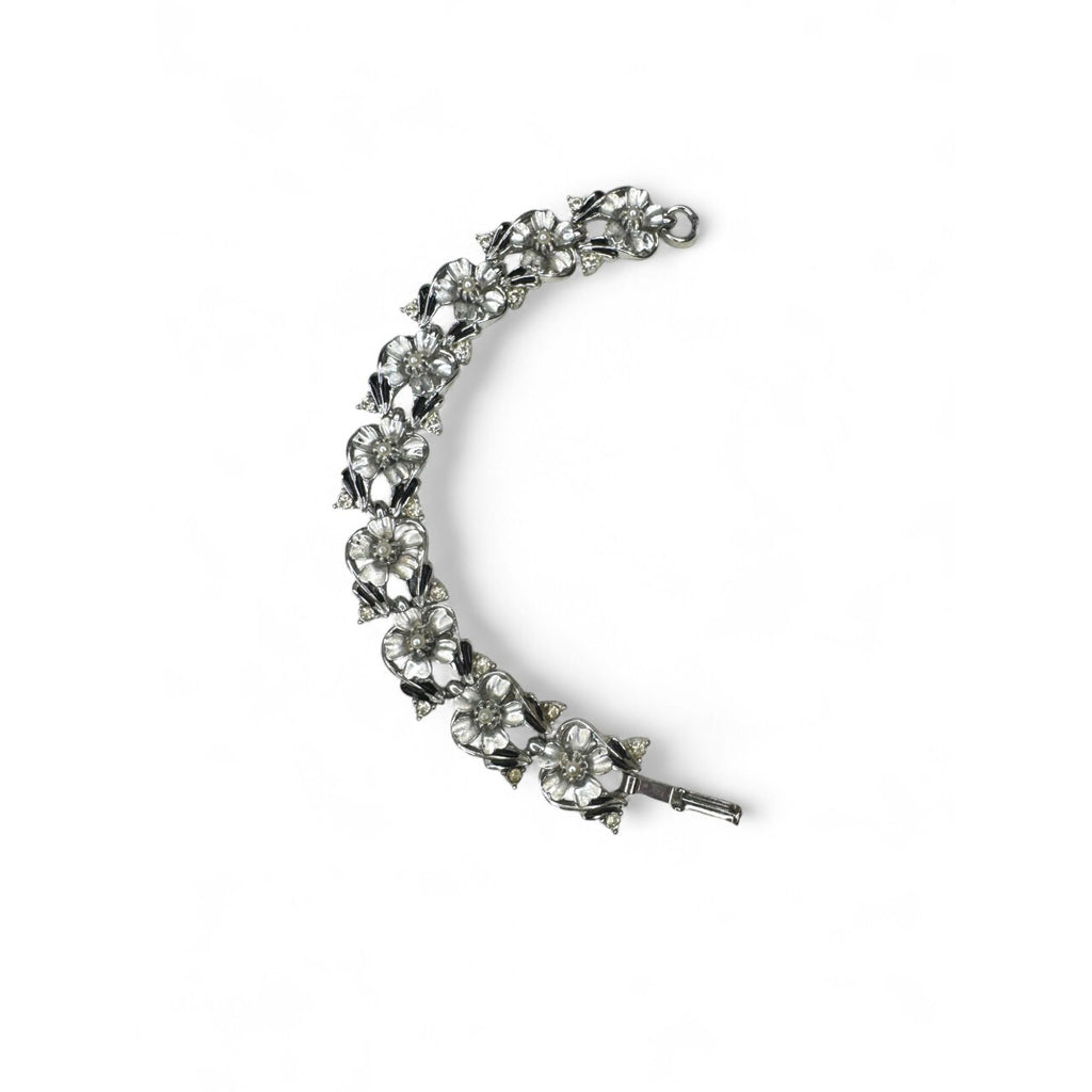 Judy Lee Vintage Floral Crystal Necklace Bracelet & Clip-On Earrings Set