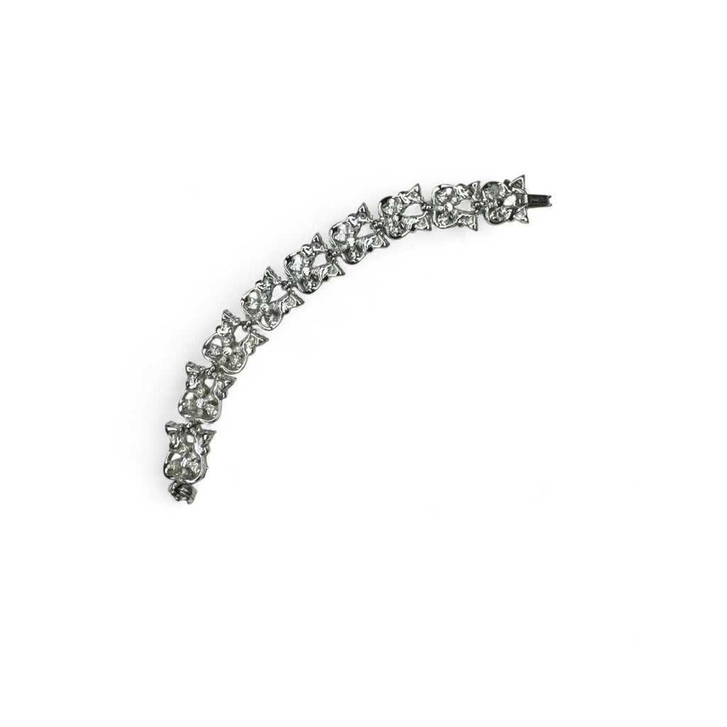 Judy Lee Vintage Floral Crystal Necklace Bracelet & Clip-On Earrings Set