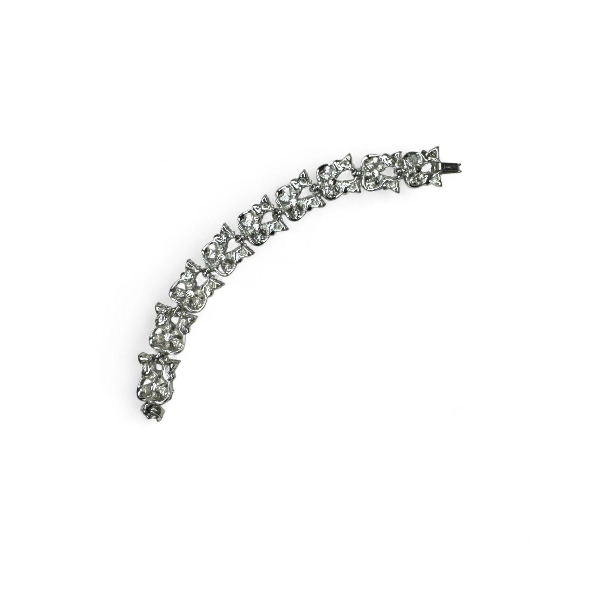 Judy Lee Vintage Floral Crystal Necklace Bracelet & Clip-On Earrings Set