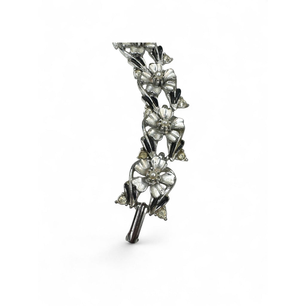 Judy Lee Vintage Floral Crystal Necklace Bracelet & Clip-On Earrings Set