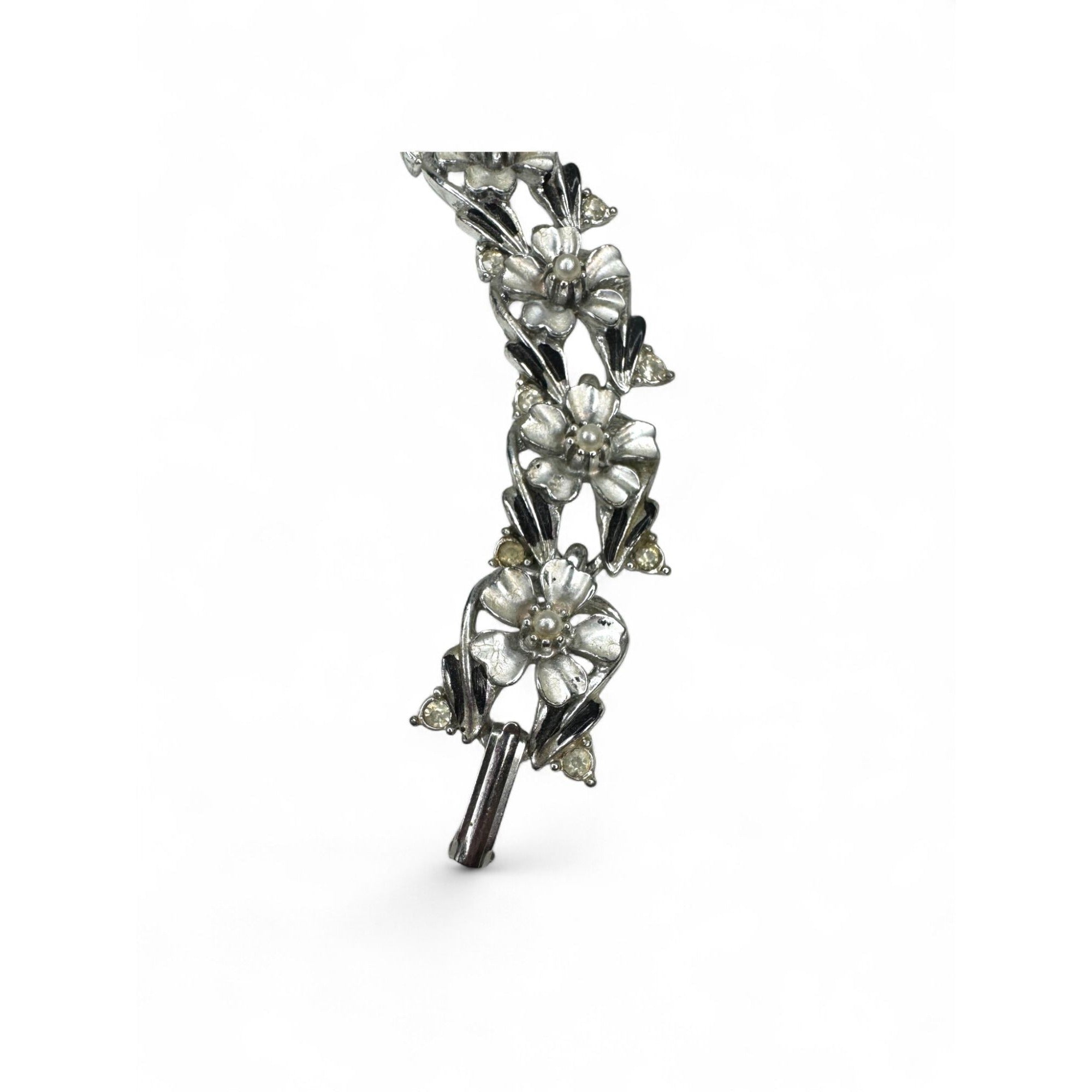 Judy Lee Vintage Floral Crystal Necklace Bracelet & Clip-On Earrings Set