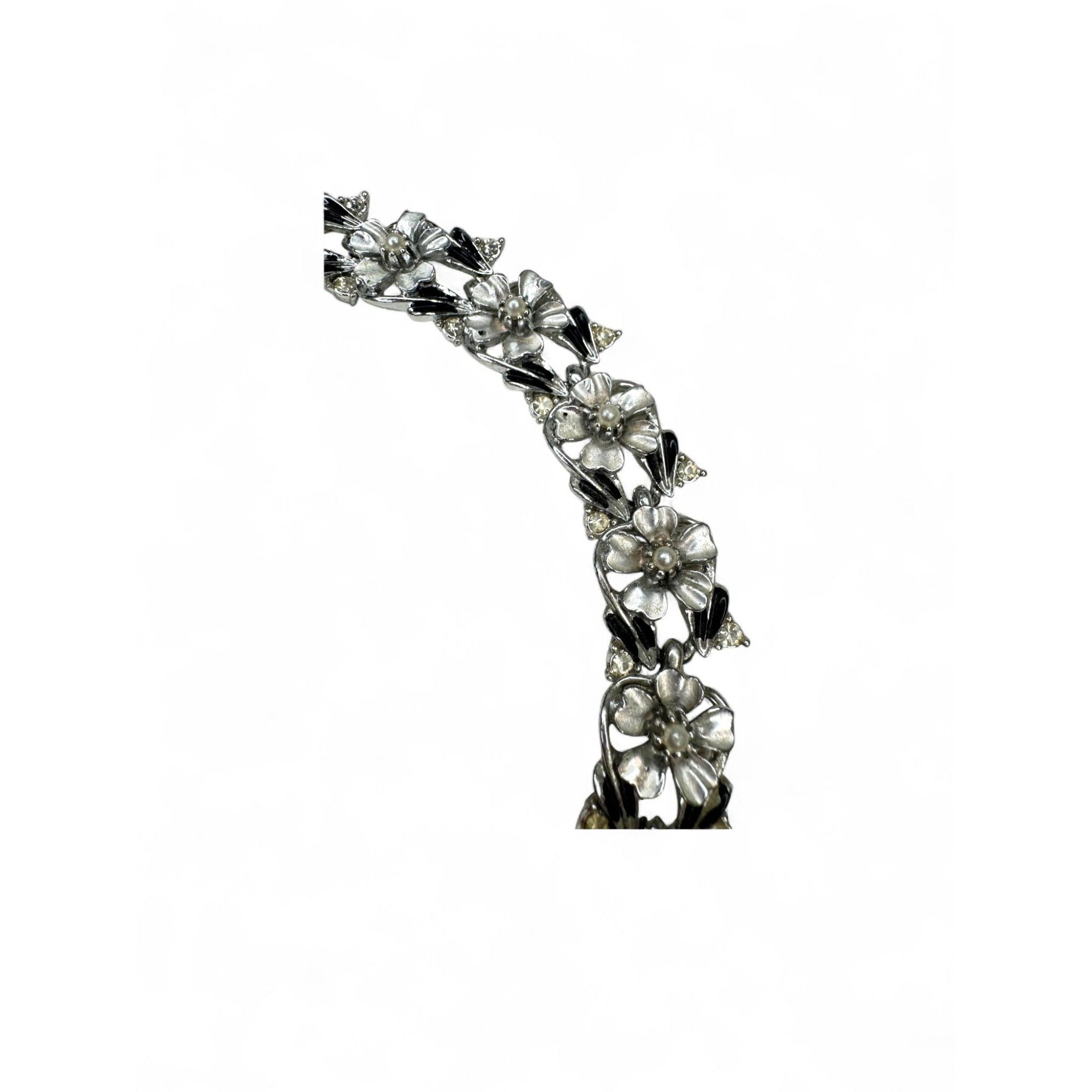 Judy Lee Vintage Floral Crystal Necklace Bracelet & Clip-On Earrings Set