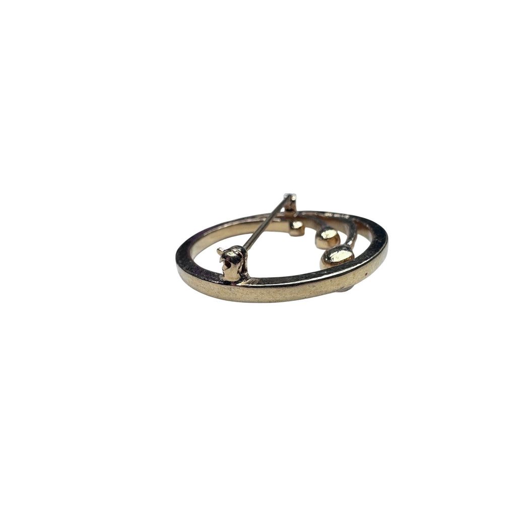 Monet Brooch Gold Faux Pearl Modernist Circle 1980s Vintage