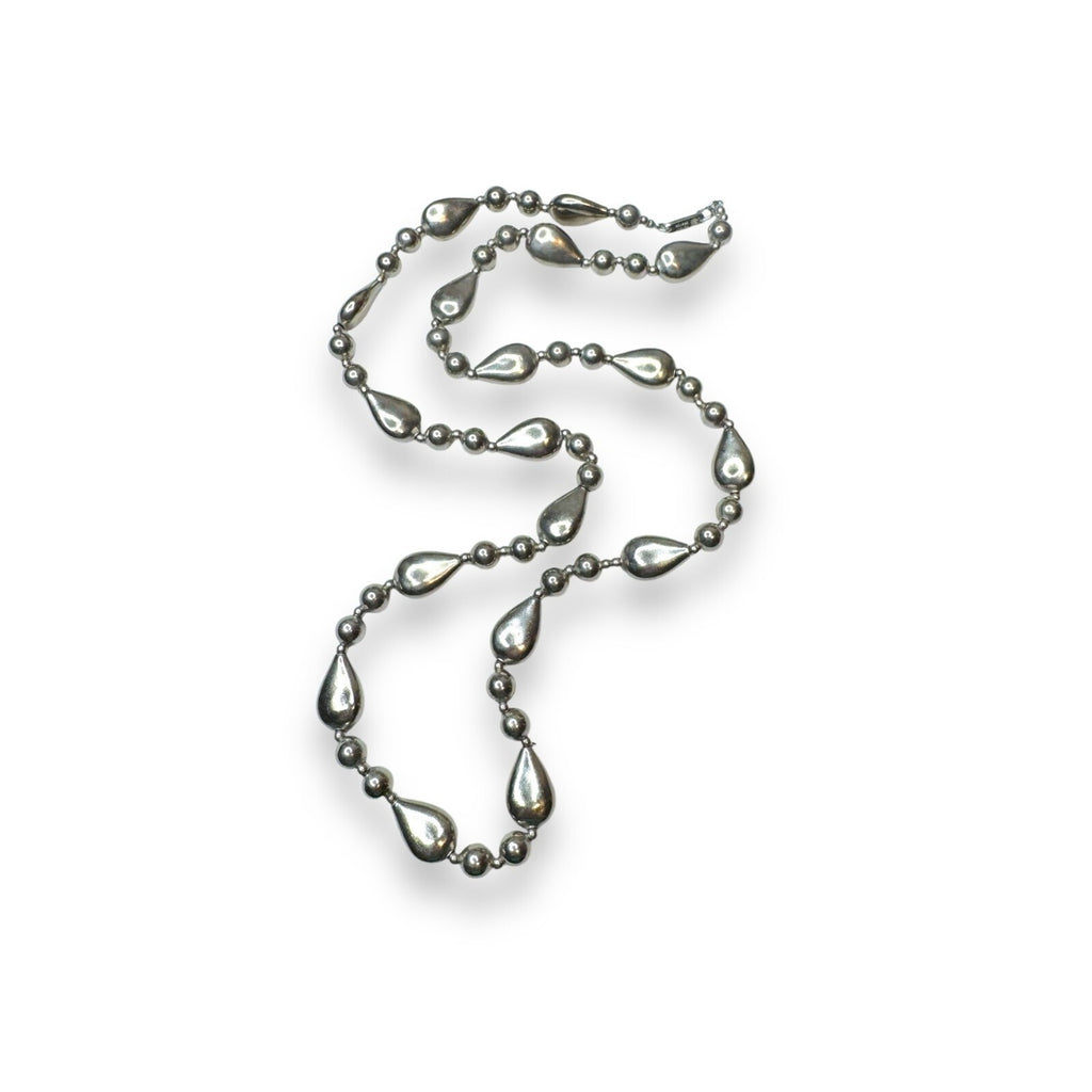 Vintage Carol Dauplaise Silver-Tone Teardrop Beaded Necklace 29"