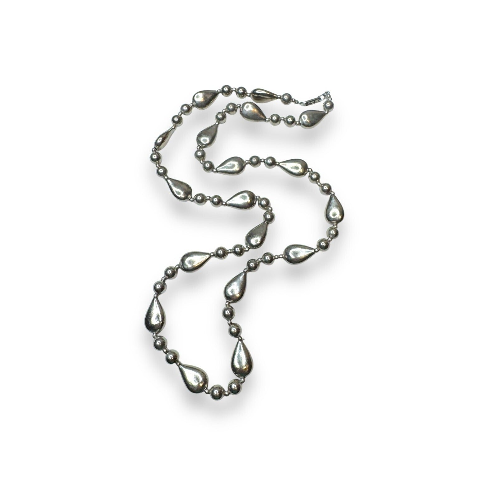 Vintage Carol Dauplaise Silver-Tone Teardrop Beaded Necklace 29"