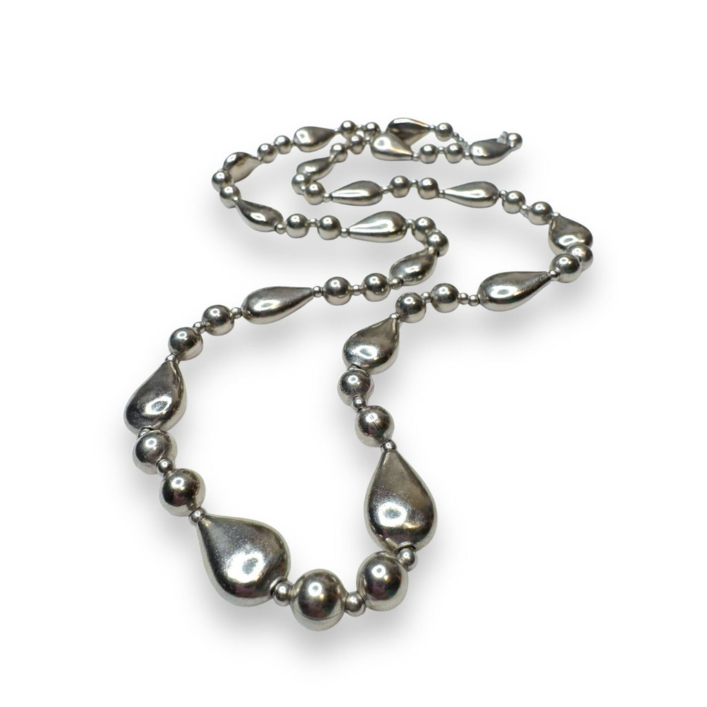 Vintage Carol Dauplaise Silver-Tone Teardrop Beaded Necklace 29"