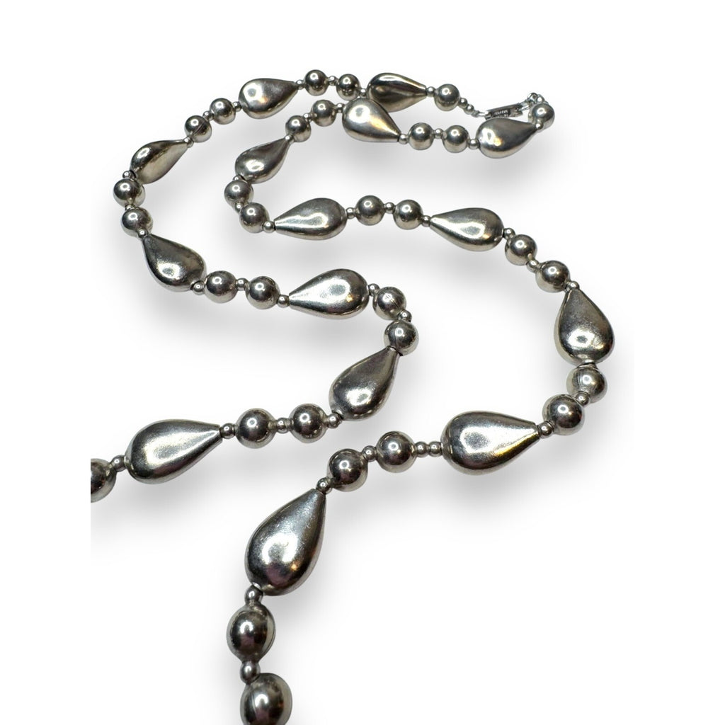 Vintage Carol Dauplaise Silver-Tone Teardrop Beaded Necklace 29"