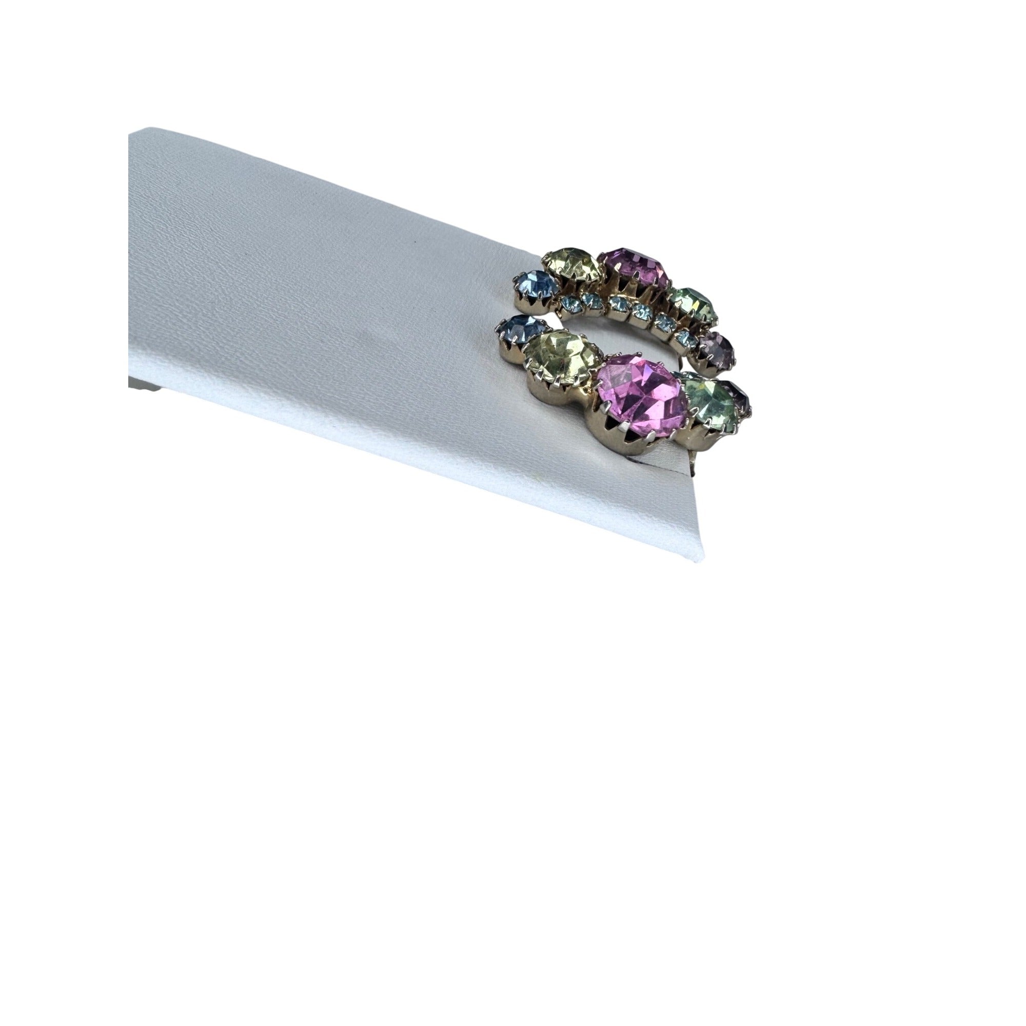 Weiss Climber Earrings Purple Green Yellow Pink Crystal Gold Vintage