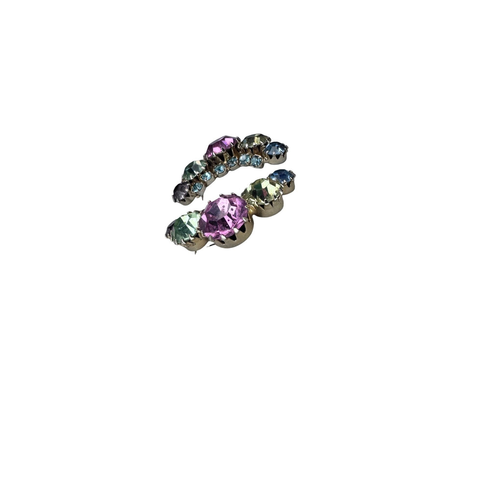 Weiss Climber Earrings Purple Green Yellow Pink Crystal Gold Vintage