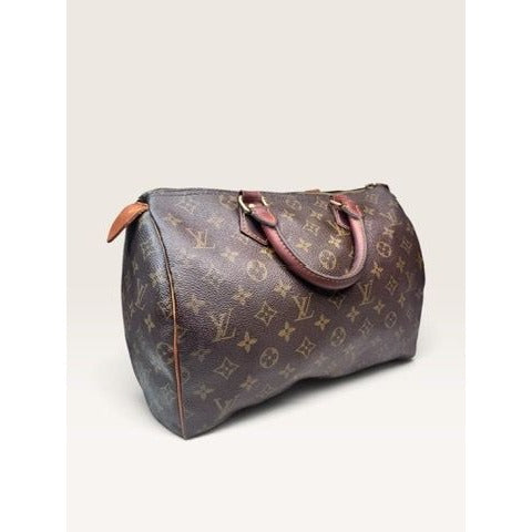Louis Vuitton Monogram Canvas Speedy 30 Handbag Tote 1980s Vintage Authenticated
