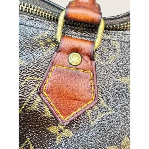 Louis Vuitton Monogram Canvas Speedy 30 Handbag Tote 1980s Vintage Authenticated