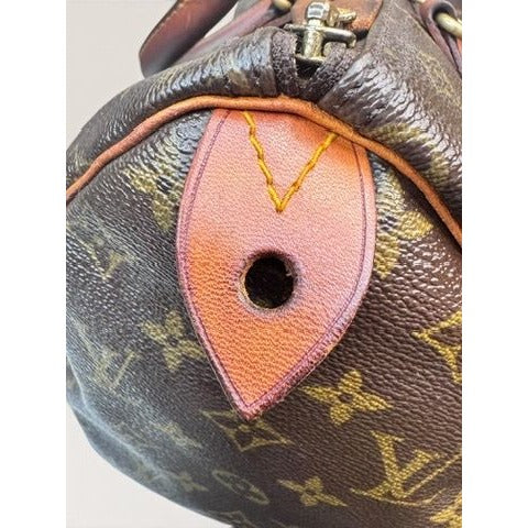 Louis Vuitton Monogram Canvas Speedy 30 Handbag Tote 1980s Vintage Authenticated