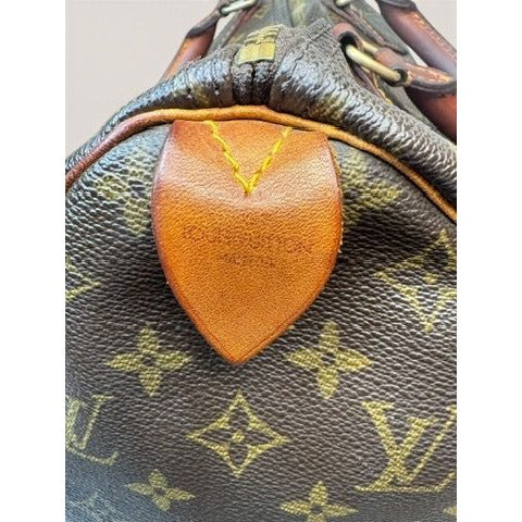 Louis Vuitton Monogram Canvas Speedy 30 Handbag Tote 1980s Vintage Authenticated