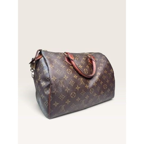 Louis Vuitton Monogram Canvas Speedy 30 Handbag Tote 1980s Vintage Authenticated