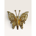 Monet Vintage 1970s Gold Tone Filigree Openwork Butterfly Brooch Pin 1.47"