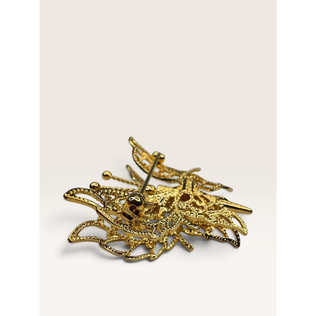 Monet Vintage 1970s Gold Tone Filigree Openwork Butterfly Brooch Pin 1.47"