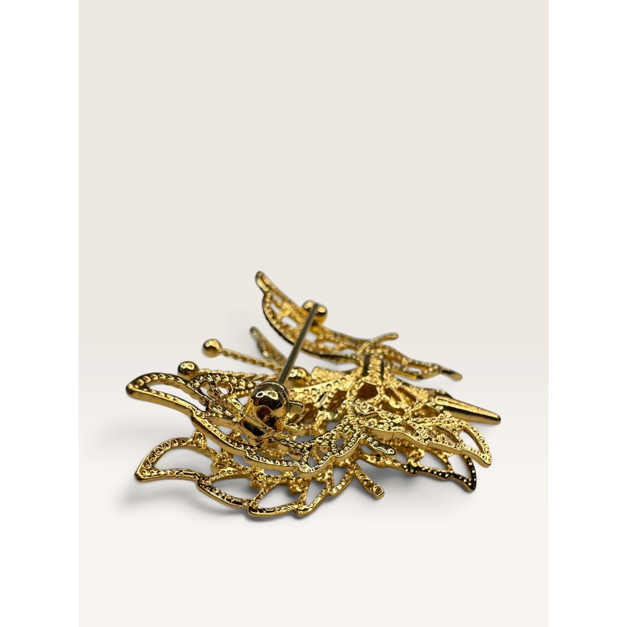 Monet Vintage 1970s Gold Tone Filigree Openwork Butterfly Brooch Pin 1.47"
