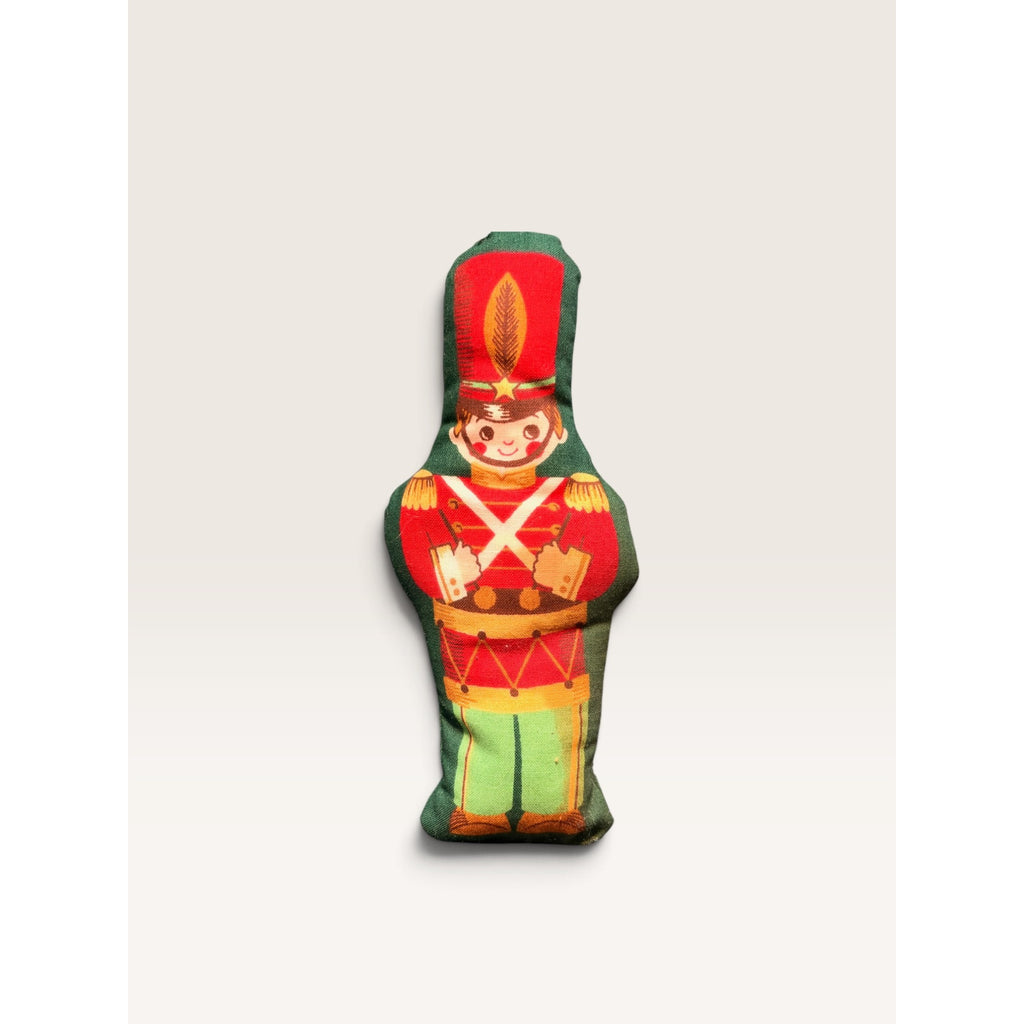 Vintage Fabric Toy Soldier Nutcracker Stuffed Christmas Ornament 1980s Handmade