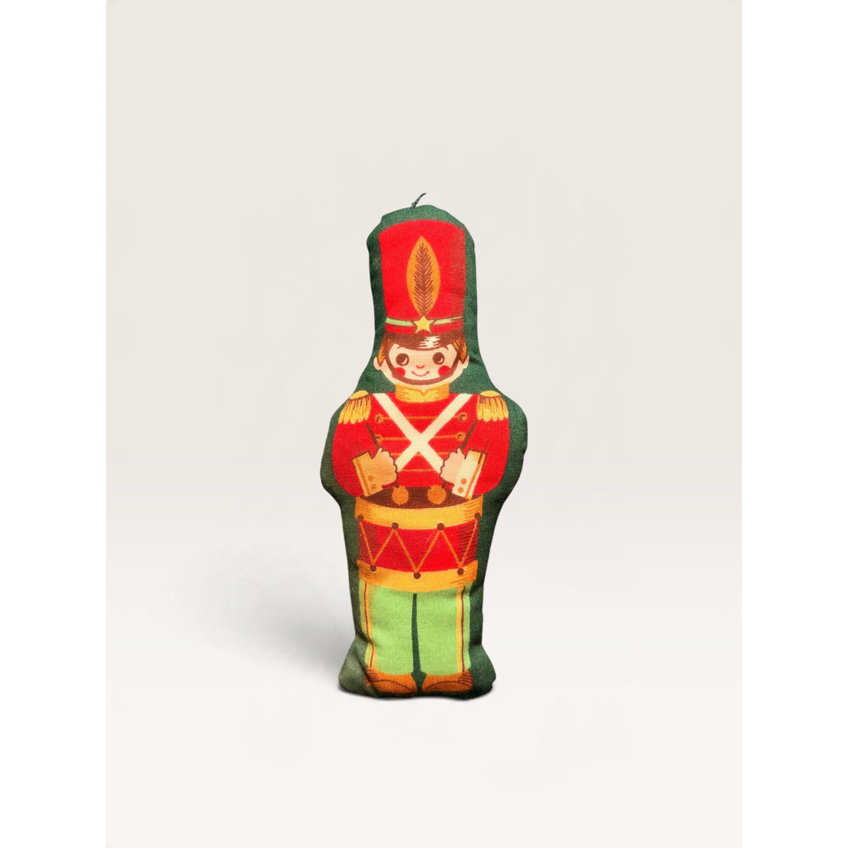 Vintage Fabric Toy Soldier Nutcracker Stuffed Christmas Ornament 1980s Handmade